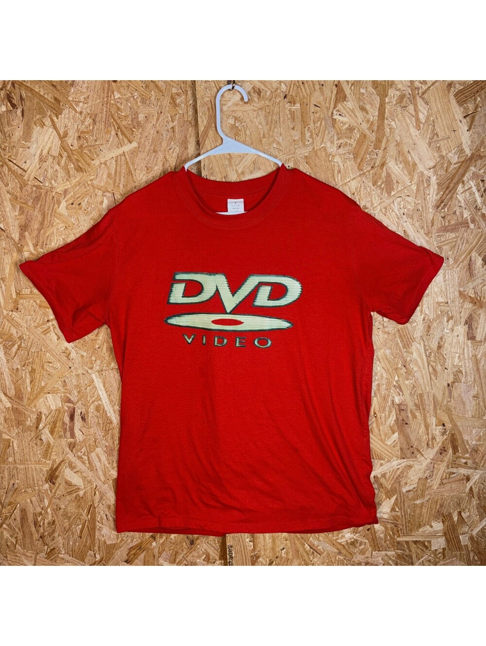 DVD Video Mens L Red Graphic T Shirt Short Sleeve